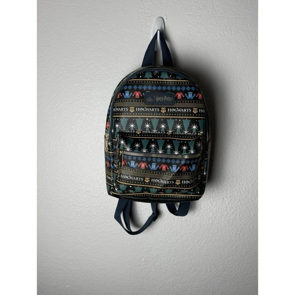 Harry Potter Wizarding World Christmas Ugly Sweater Mini Backpack Hogwarts Blue